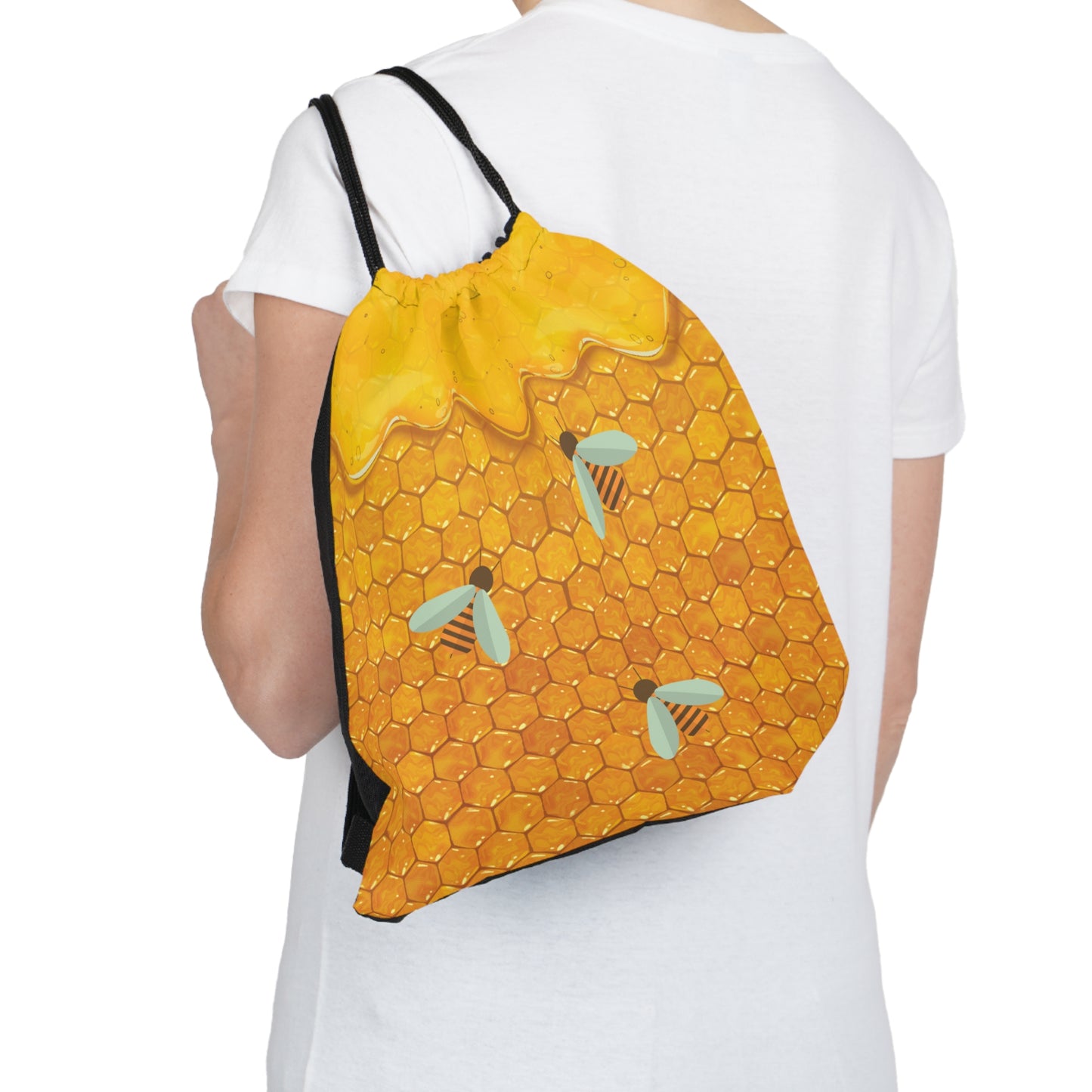 HoneyPlusCo Merch | Honey Bee Drawstring Backpack Style 1