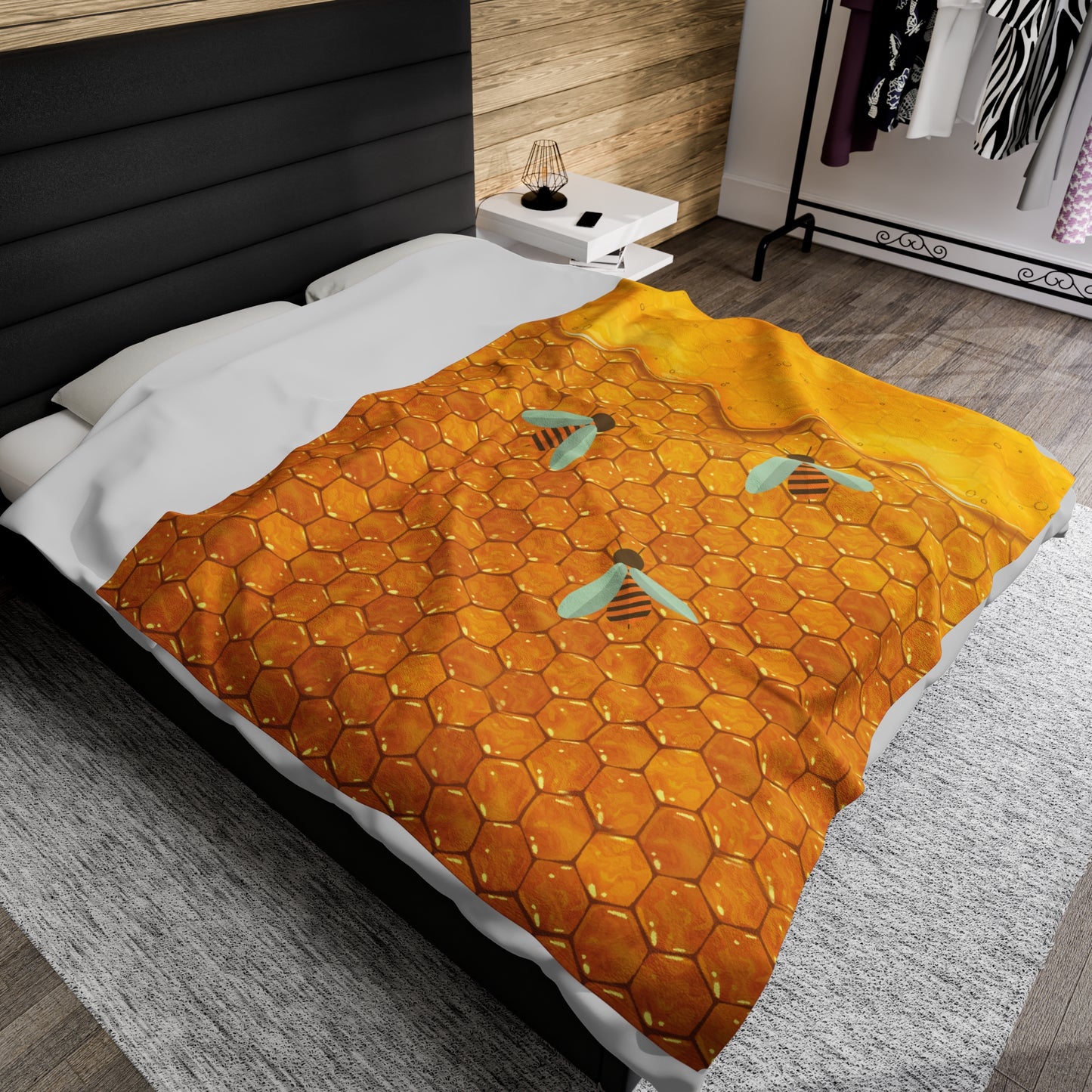 HoneyPlusCo Merch | Honey Bee Plush Blanket Style 1