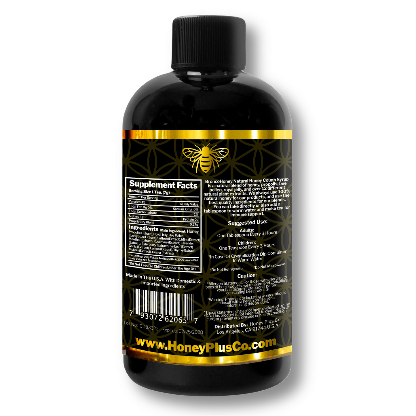 HoneyPlusCo | Honey&Herbs - Natural Honey Cough & Cold Relief +Immune Support - BroncoHoney