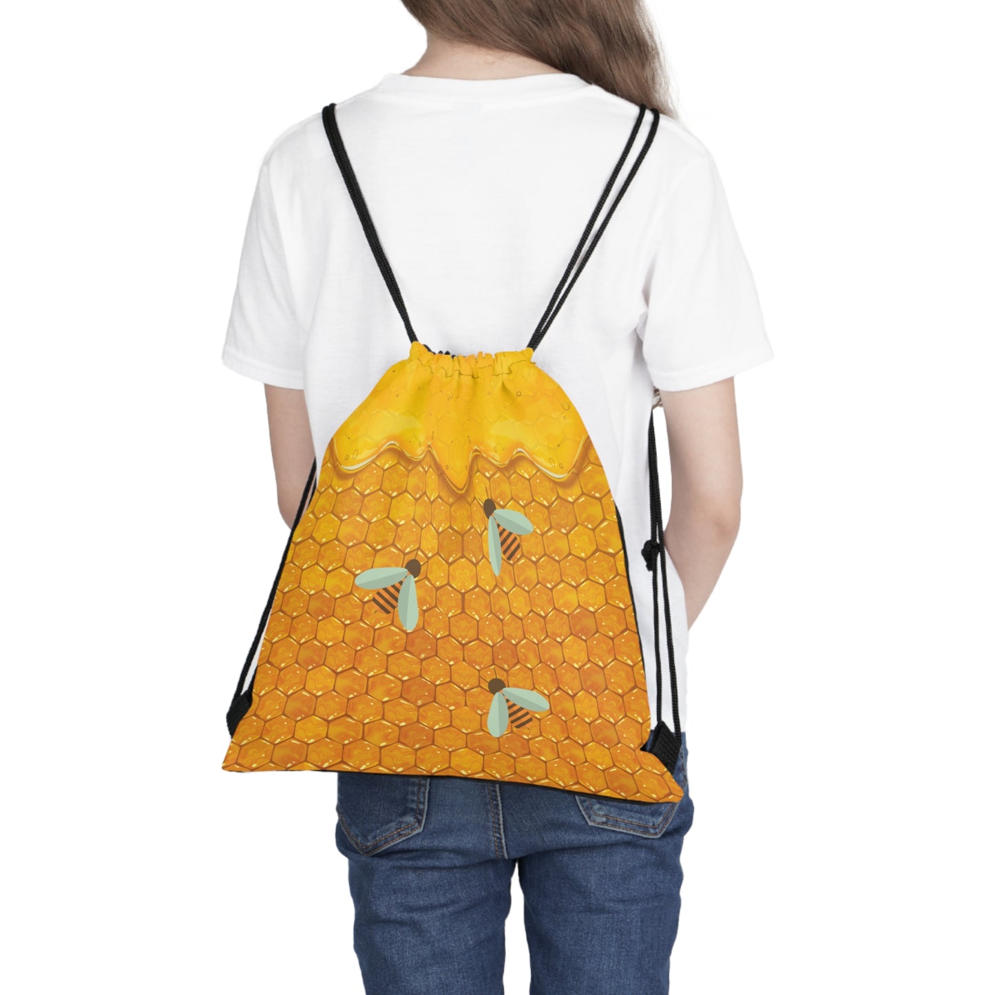 HoneyPlusCo Merch | Honey Bee Drawstring Backpack Style 1