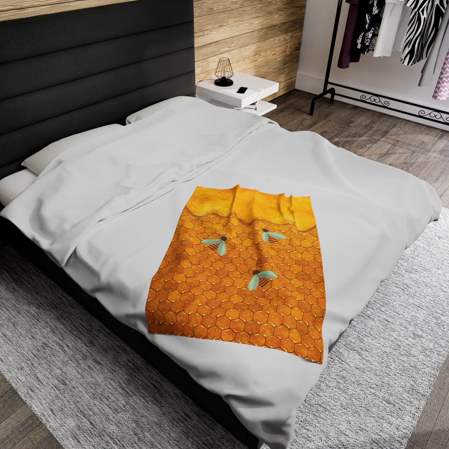 HoneyPlusCo Merch | Honey Bee Plush Blanket Style 1