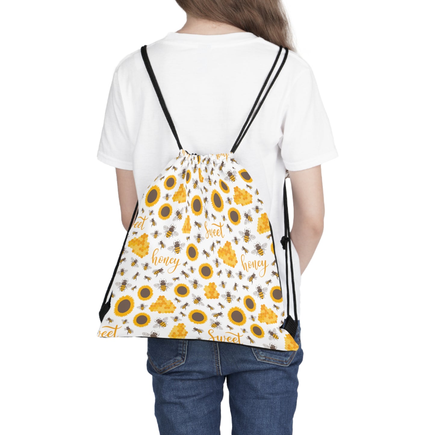 HoneyPlusCo Merch | Honey Bee Drawstring Backpack Style 4