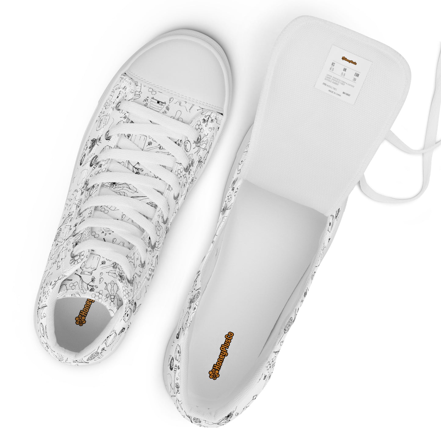 HoneyPlusCo Merch | Honey Bee Men’s High Top Canvas Shoes Style 2