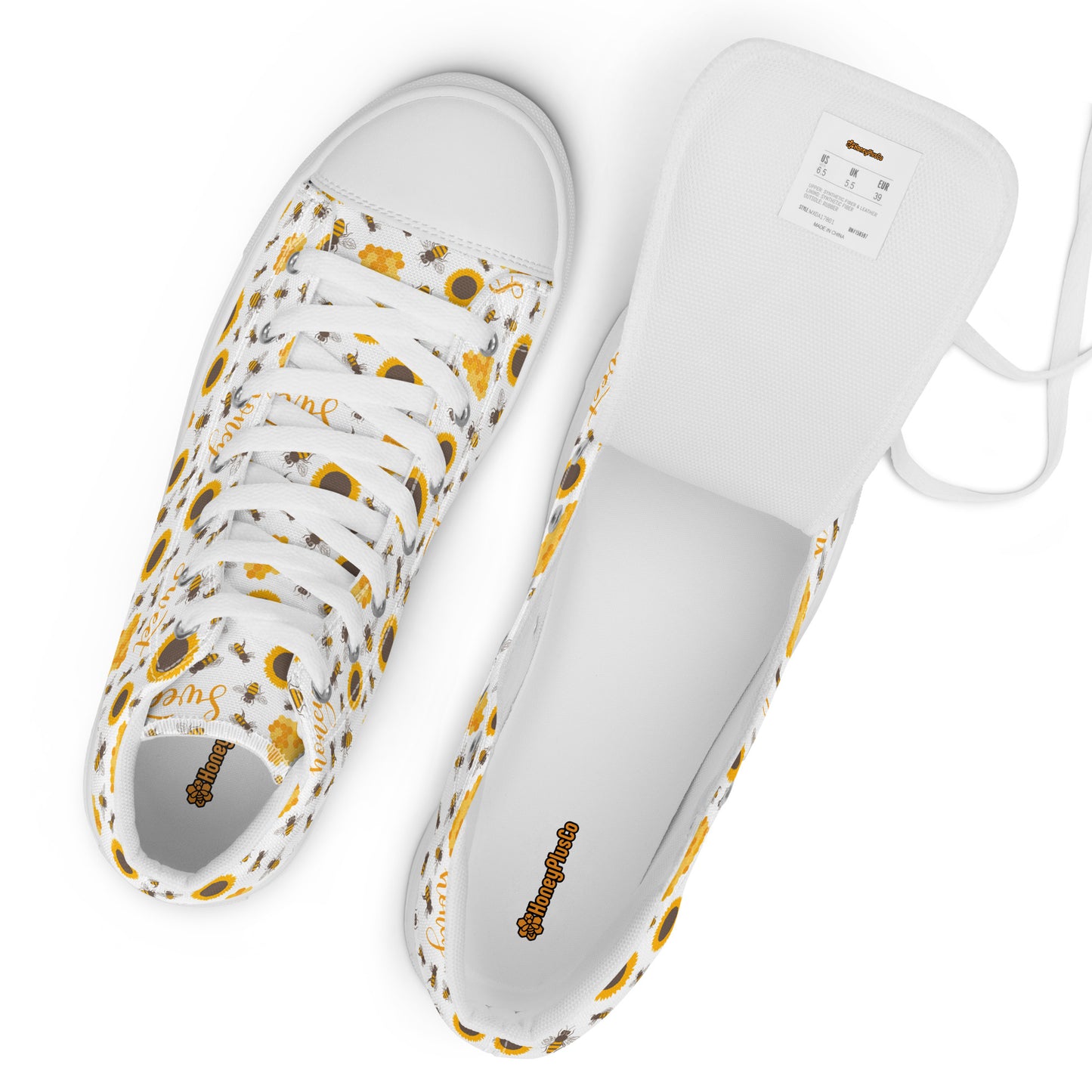 HoneyPlusCo Merch | Honey Bee Men’s High Top Canvas Shoes Style 4