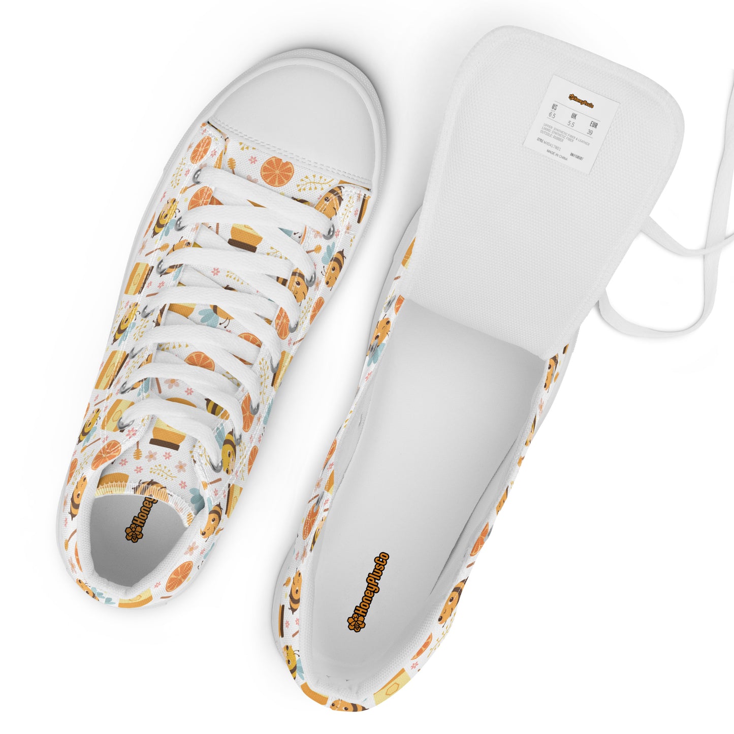 HoneyPlusCo Merch | Honey Bee Men’s High Top Canvas Shoes Style 6