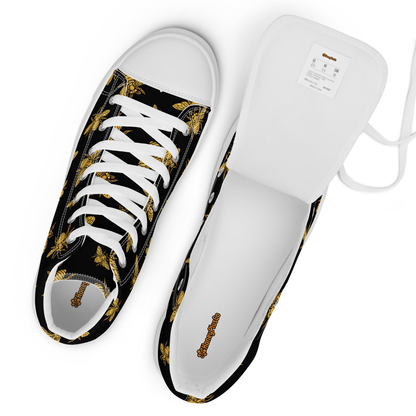 HoneyPlusCo Merch | Honey Bee Men’s High Top Canvas Shoes Style 9