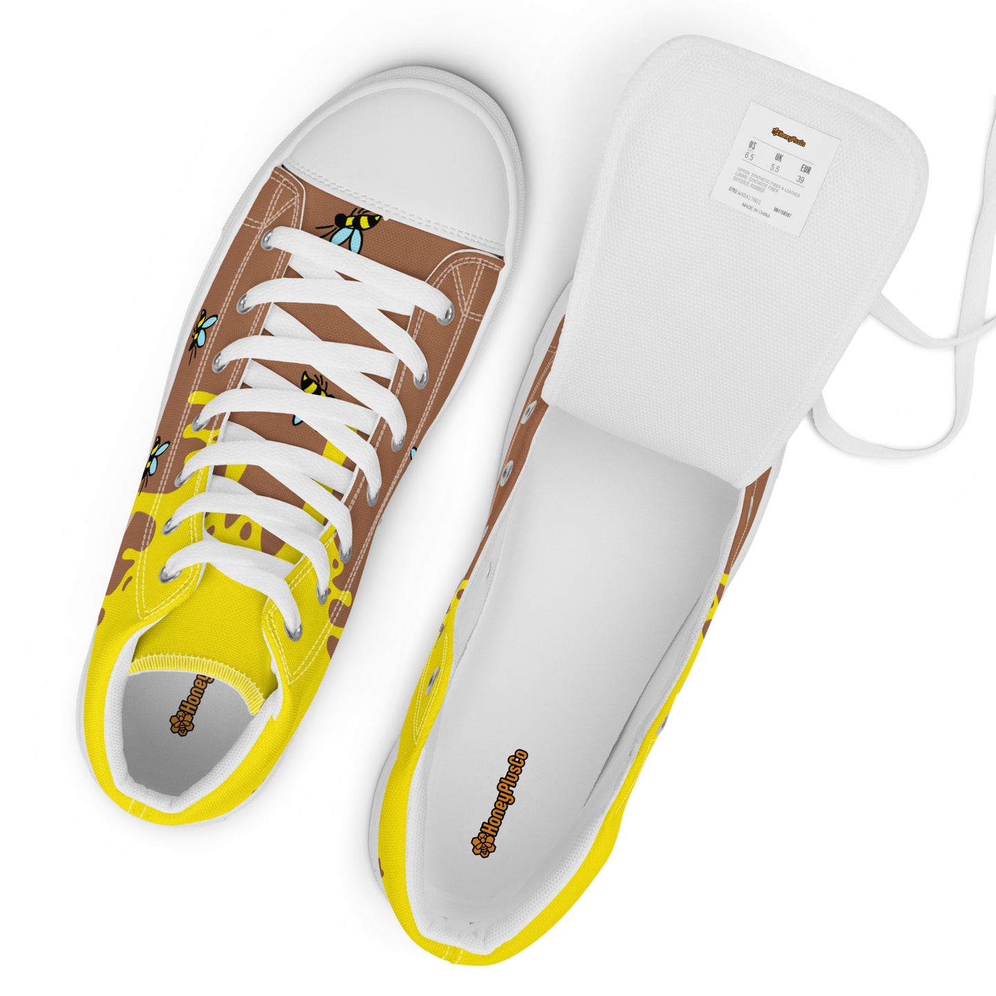 HoneyPlusCo Merch | Honey Bee Men’s High Top Canvas Shoes Style 8