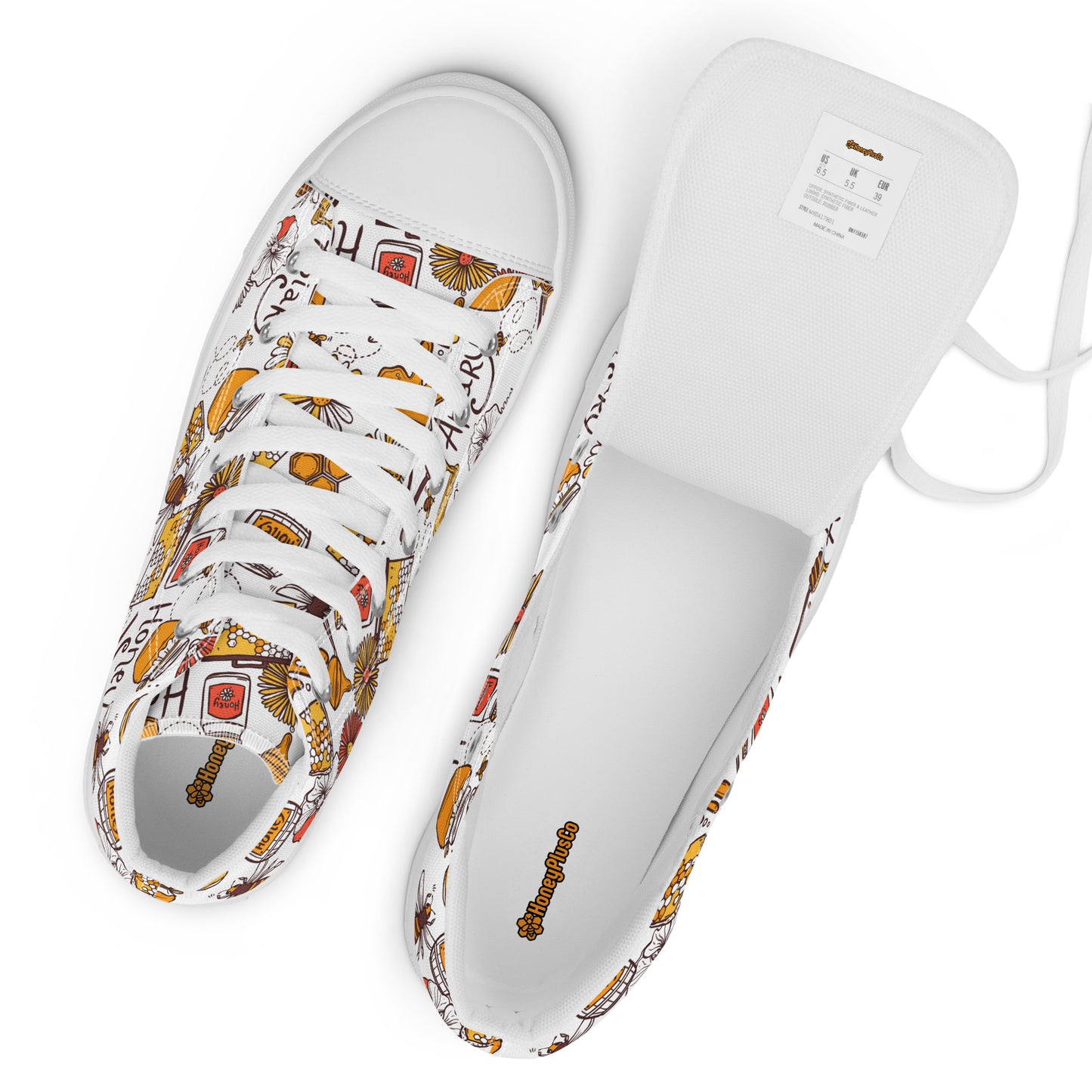 HoneyPlusCo Merch | Honey Bee Men’s High Top Canvas Shoes Style 11
