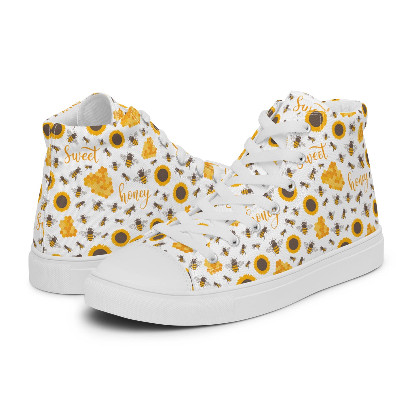 HoneyPlusCo Merch | Honey Bee Men’s High Top Canvas Shoes Style 4