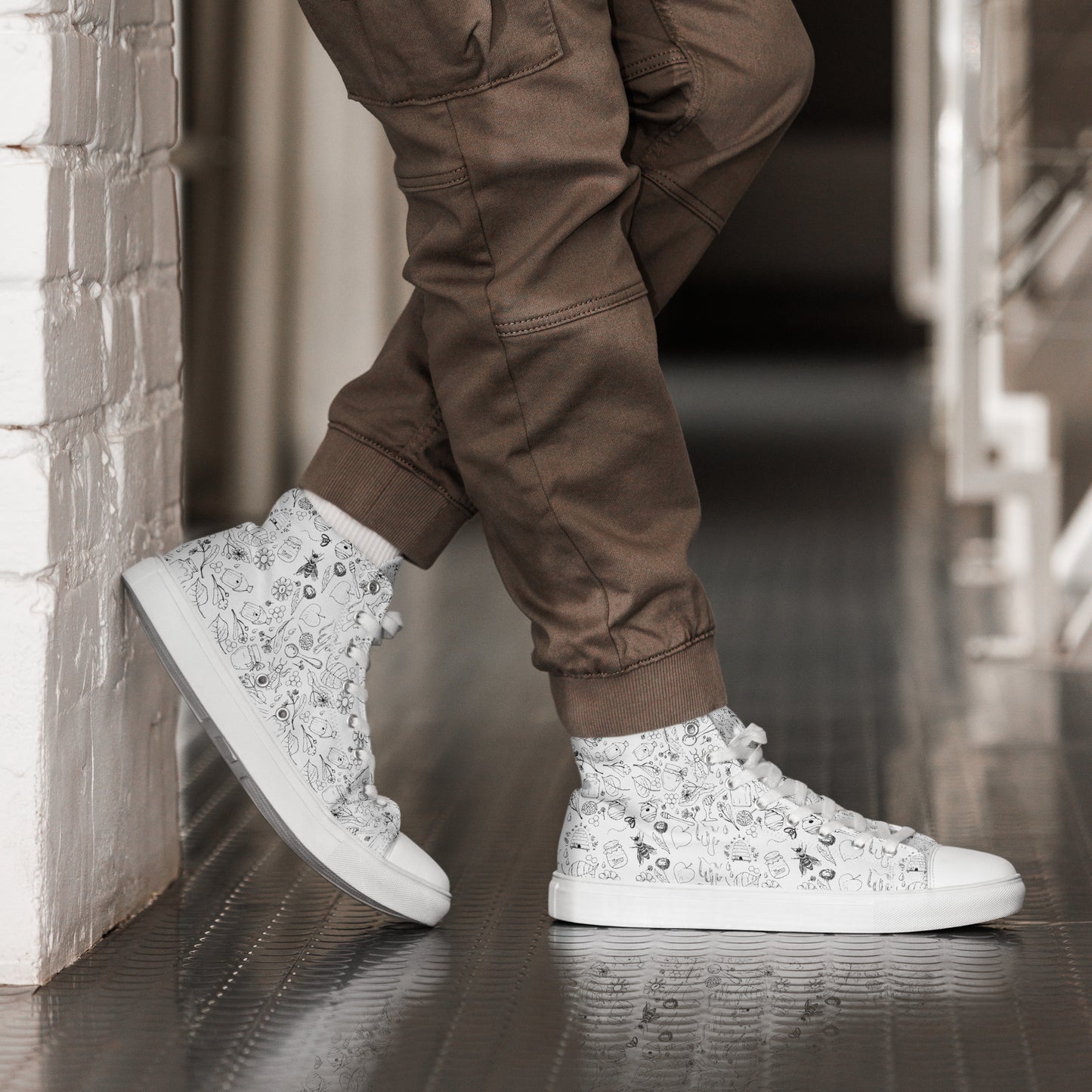 HoneyPlusCo Merch | Honey Bee Men’s High Top Canvas Shoes Style 2