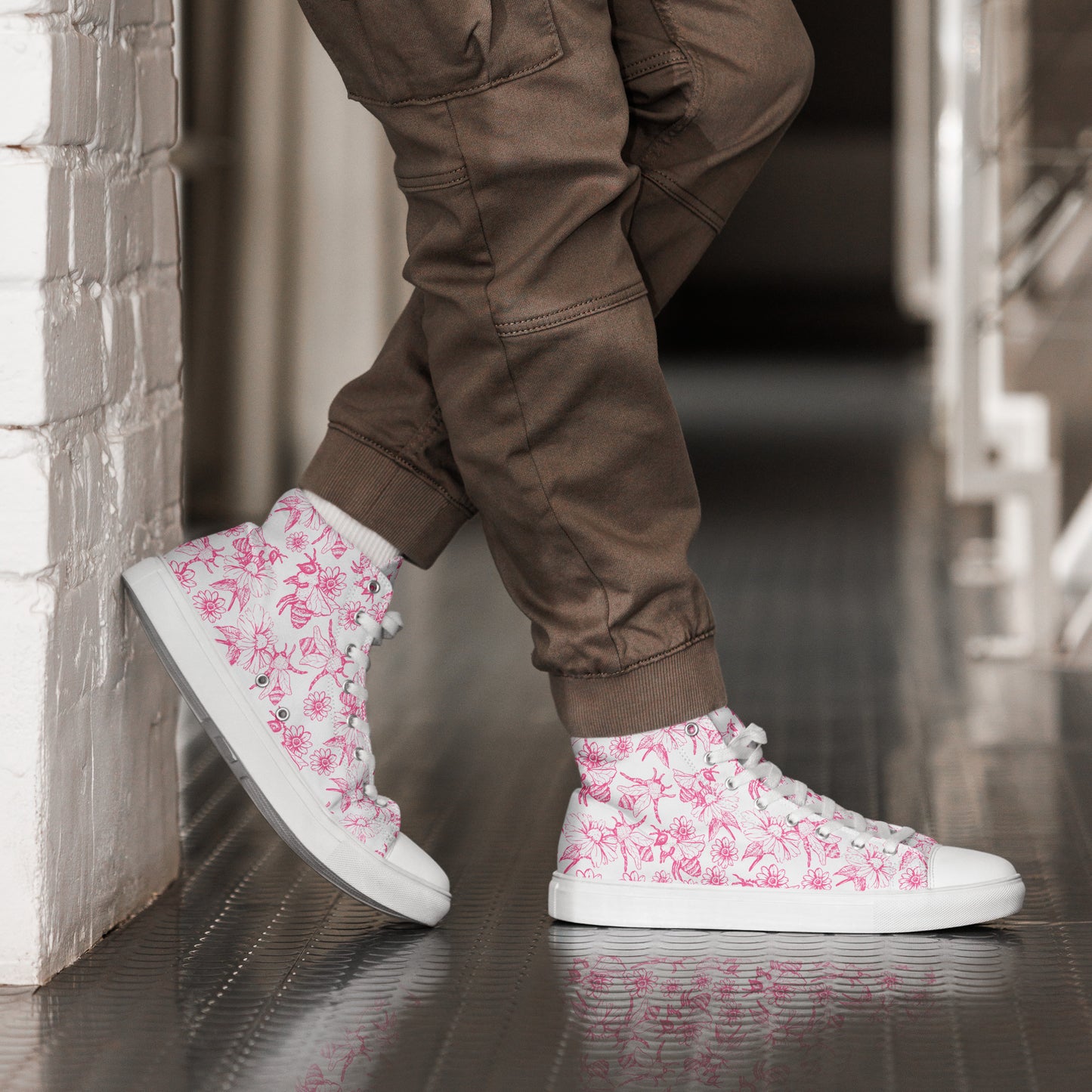 HoneyPlusCo Merch | Honey Bee Men’s High Top Canvas Shoes Style 5