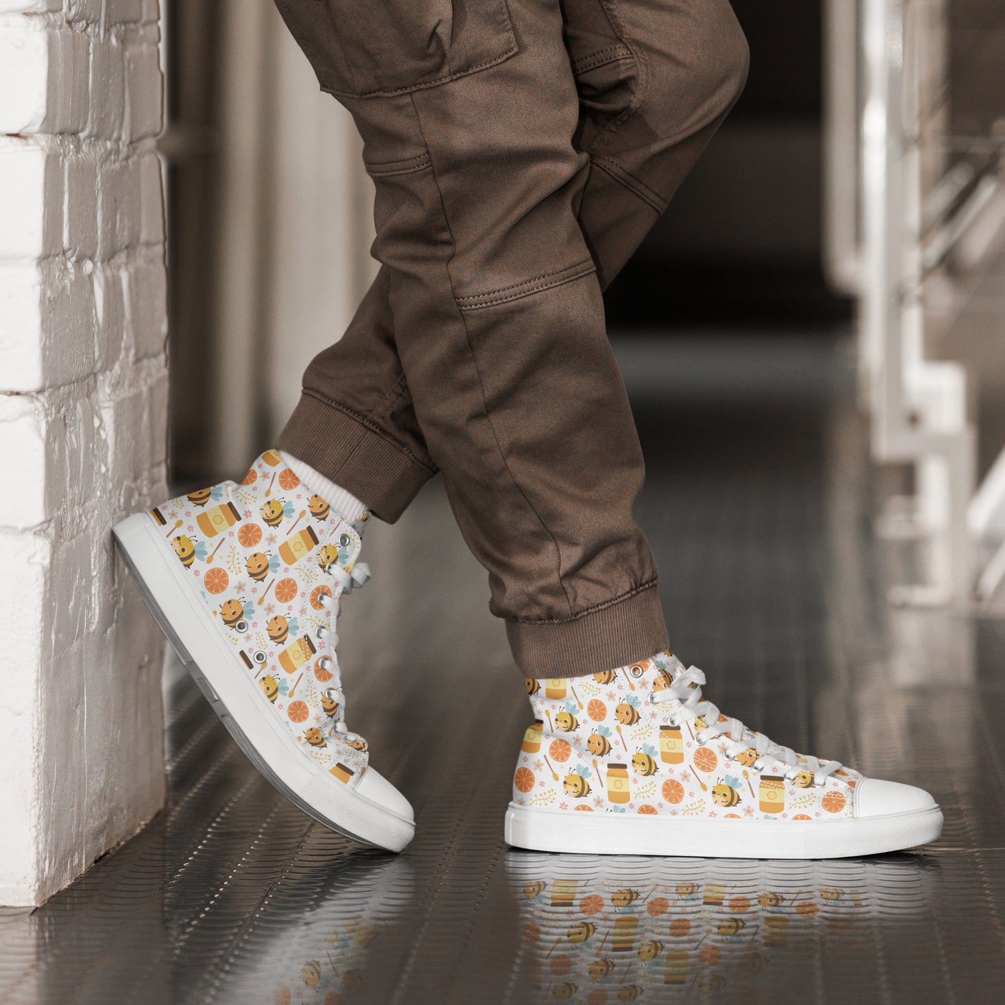 HoneyPlusCo Merch | Honey Bee Men’s High Top Canvas Shoes Style 6