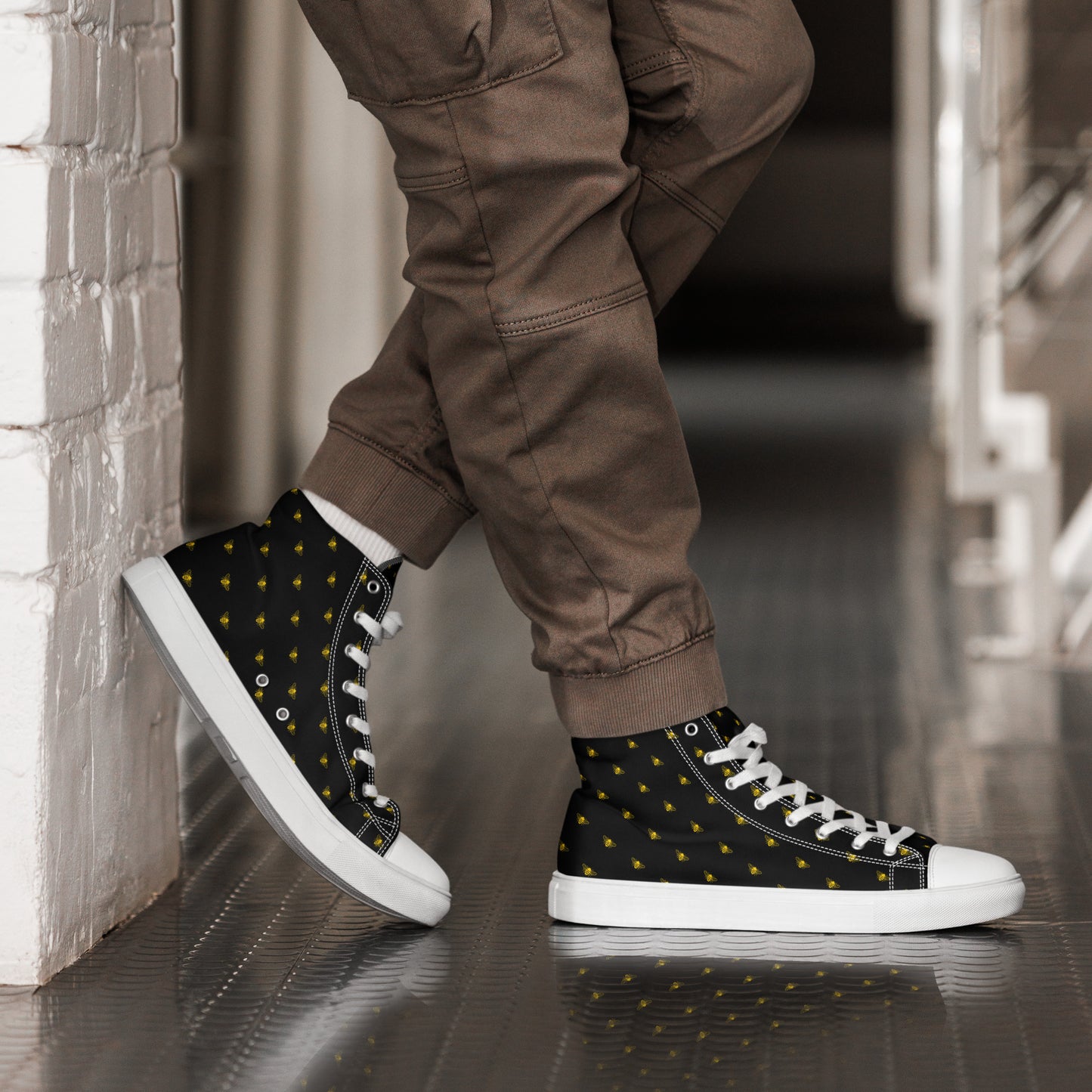 HoneyPlusCo Merch | Honey Bee Men’s High Top Canvas Shoes Style 7