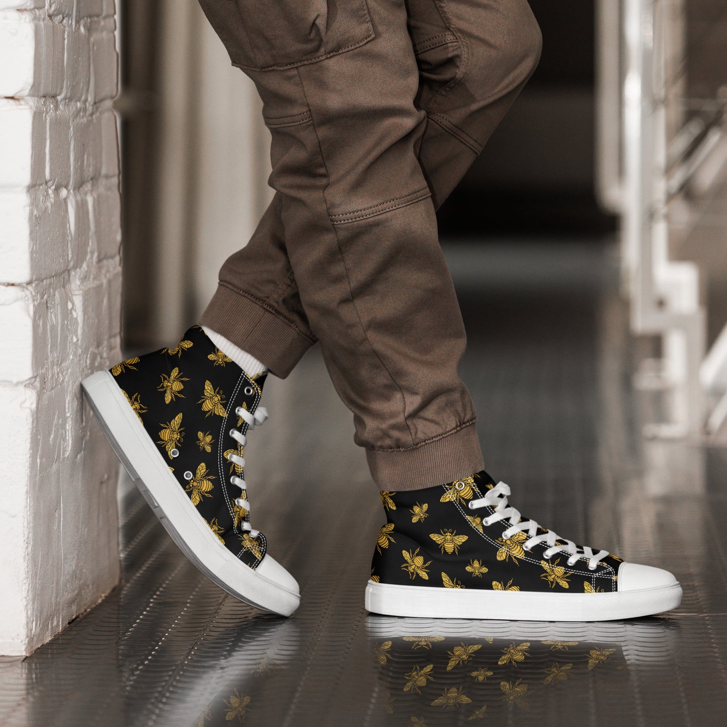 HoneyPlusCo Merch | Honey Bee Men’s High Top Canvas Shoes Style 9