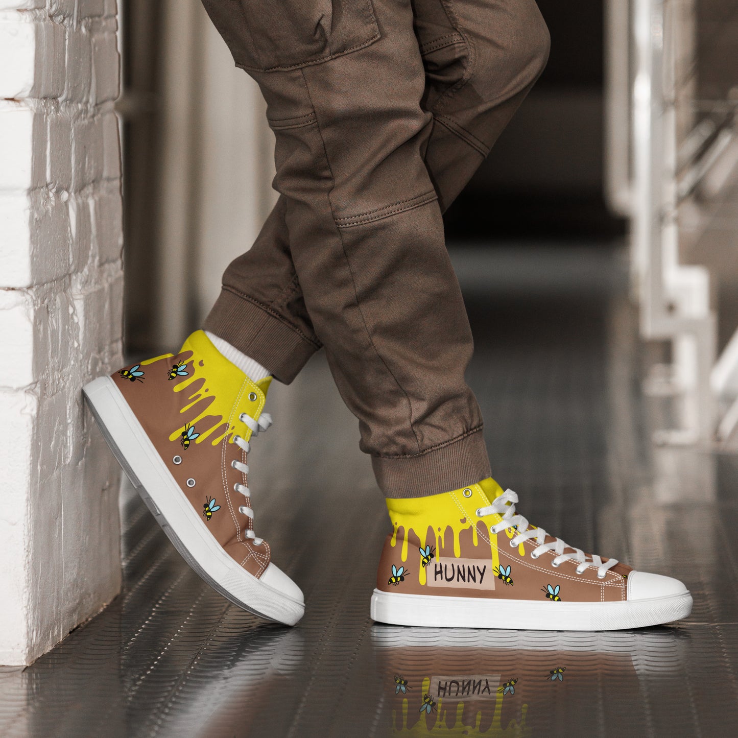 HoneyPlusCo Merch | Honey Bee Men’s High Top Canvas Shoes Style 8