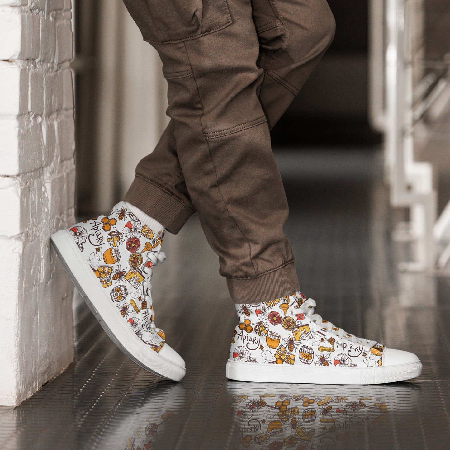 HoneyPlusCo Merch | Honey Bee Men’s High Top Canvas Shoes Style 11