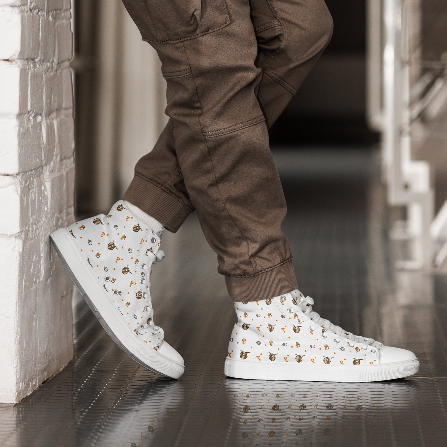 HoneyPlusCo Merch | Honey Bee Men’s High Top Canvas Shoes Style 12