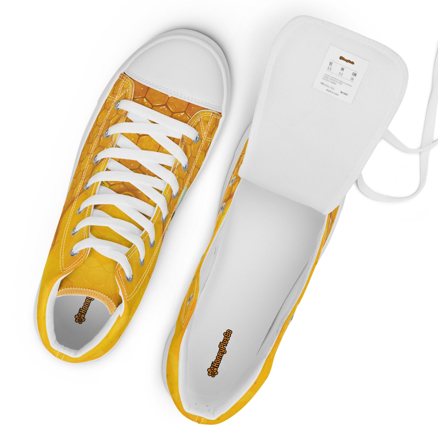 HoneyPlusCo Merch | Honey Bee Women’s High Top Canvas Shoes Style 1