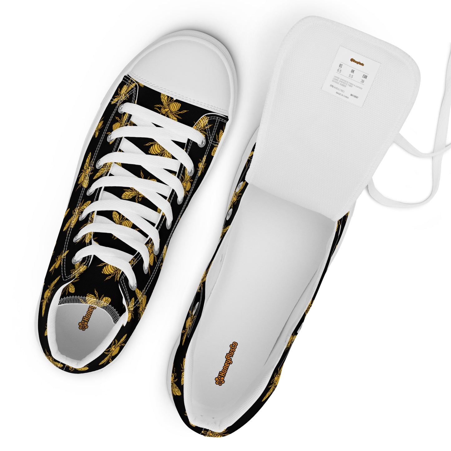 HoneyPlusCo Merch | Honey Bee Women’s High Top Canvas Shoes Style 9