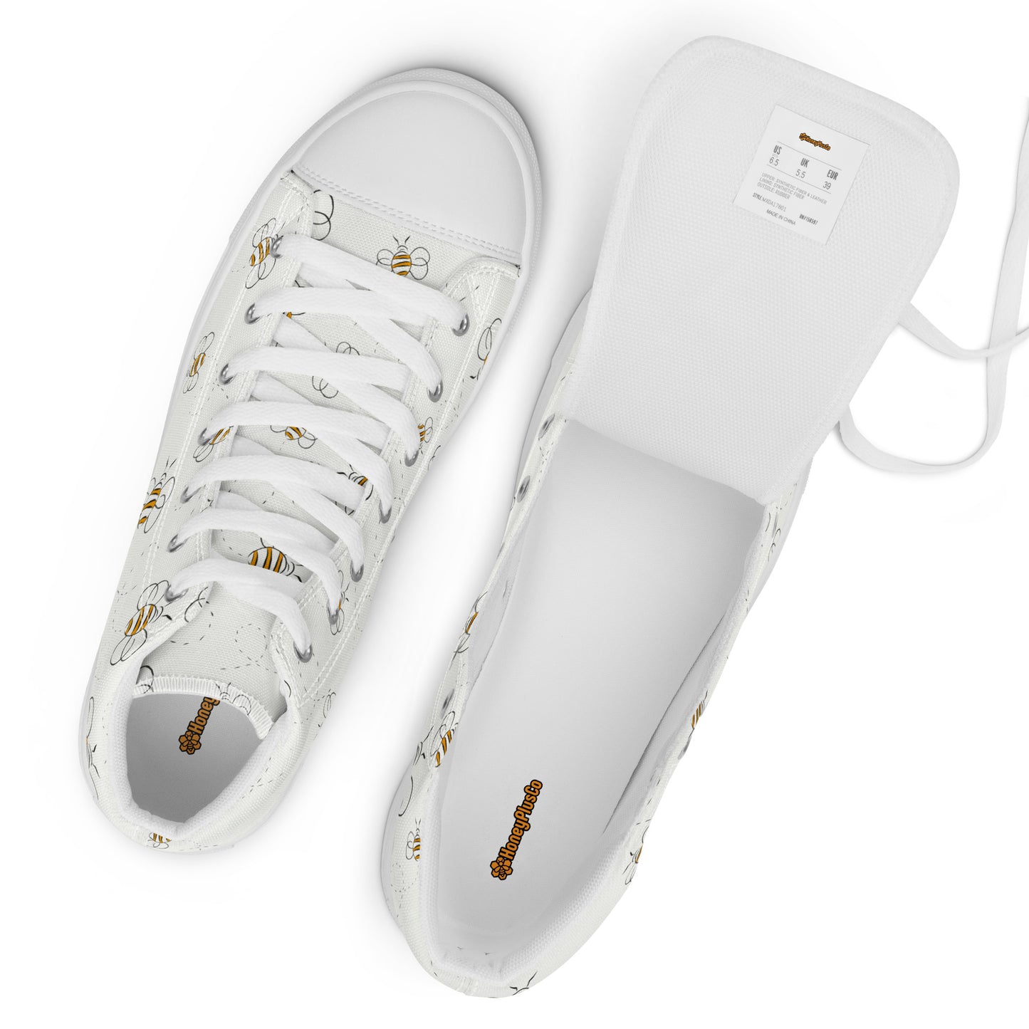 HoneyPlusCo Merch | Honey Bee Women’s High Top Canvas Shoes Style 10