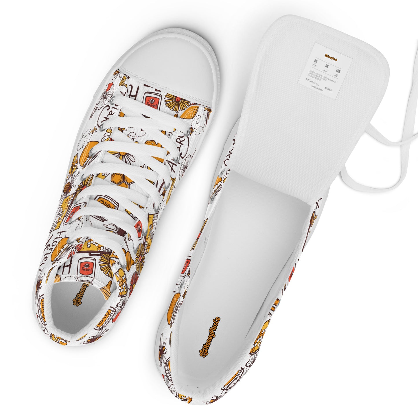 HoneyPlusCo Merch | Honey Bee Women’s High Top Canvas Shoes Style 11