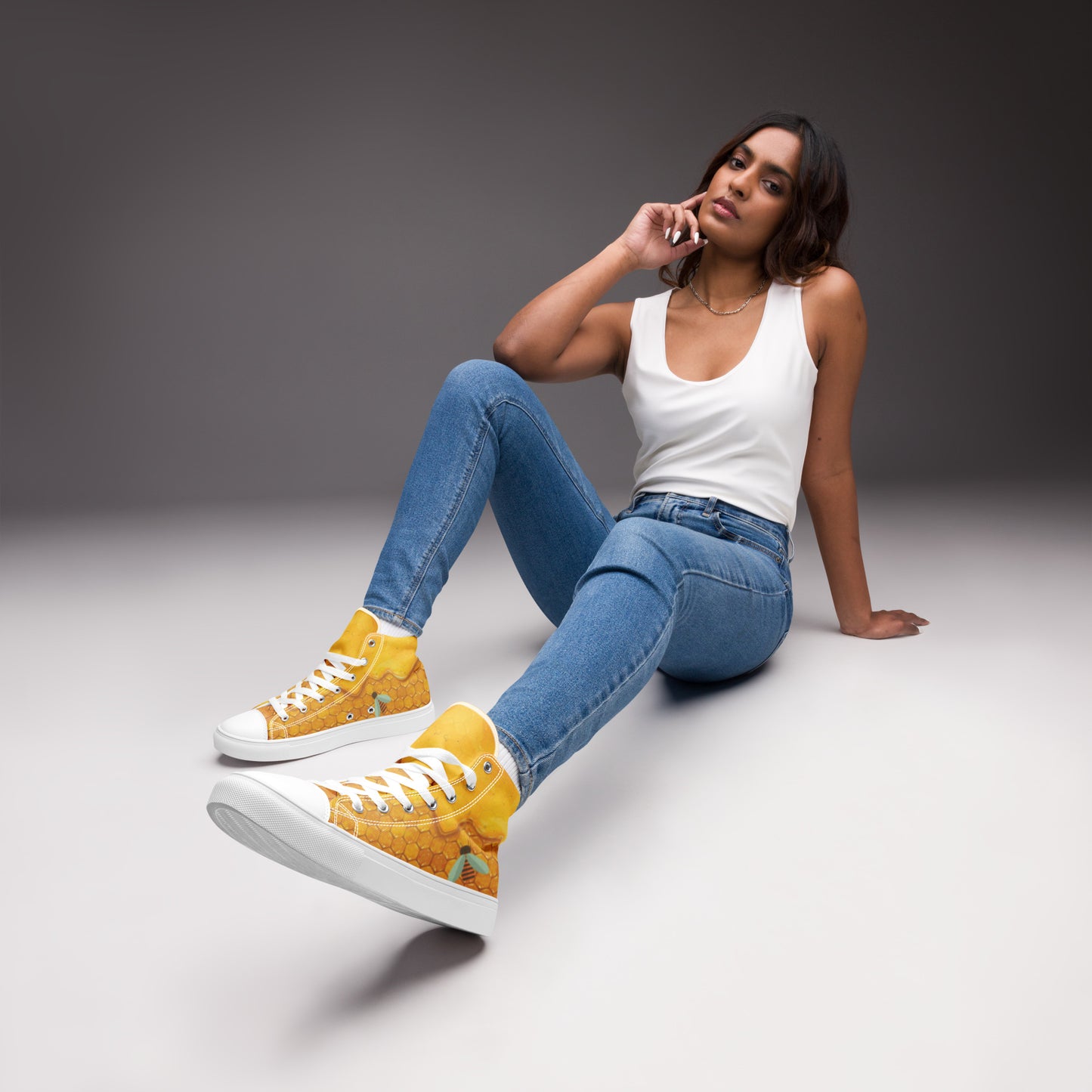 HoneyPlusCo Merch | Honey Bee Women’s High Top Canvas Shoes Style 1