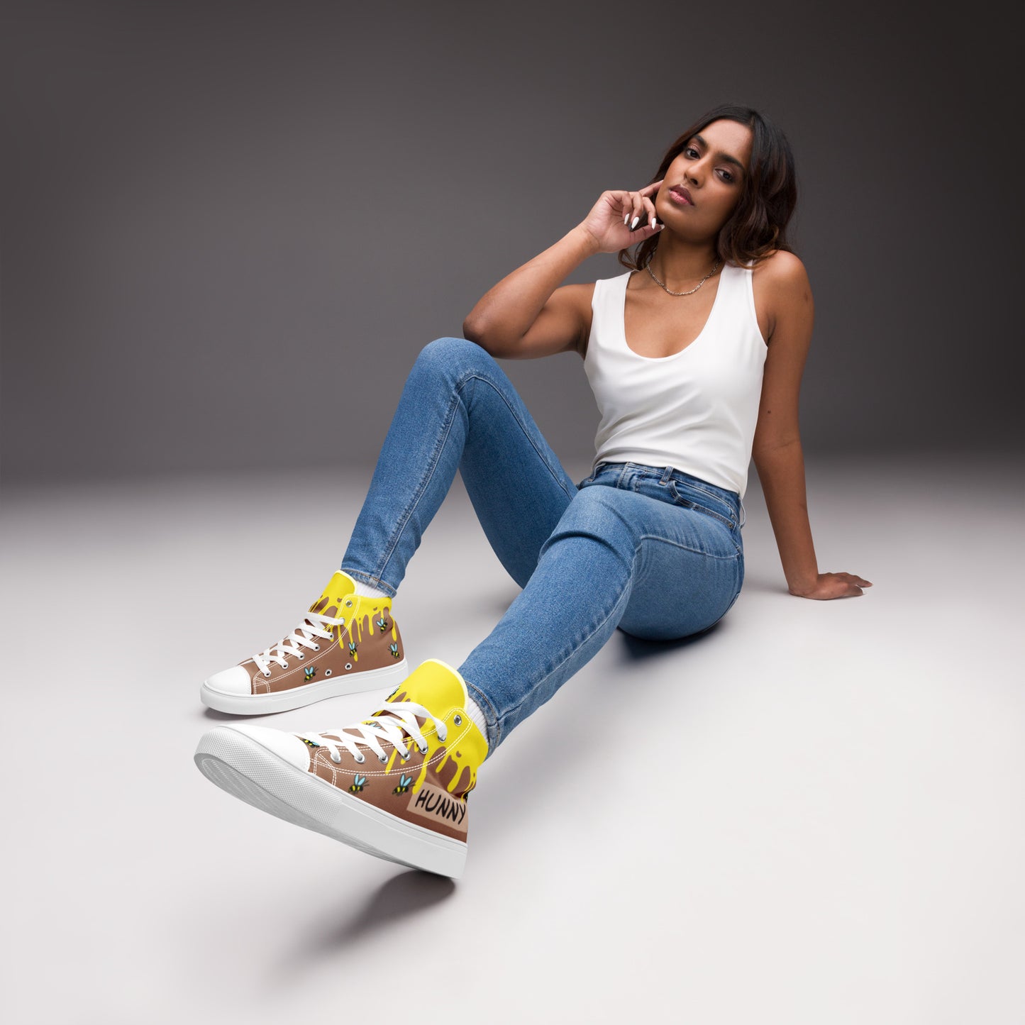 HoneyPlusCo Merch | Honey Bee Women’s High Top Canvas Shoes Style 8