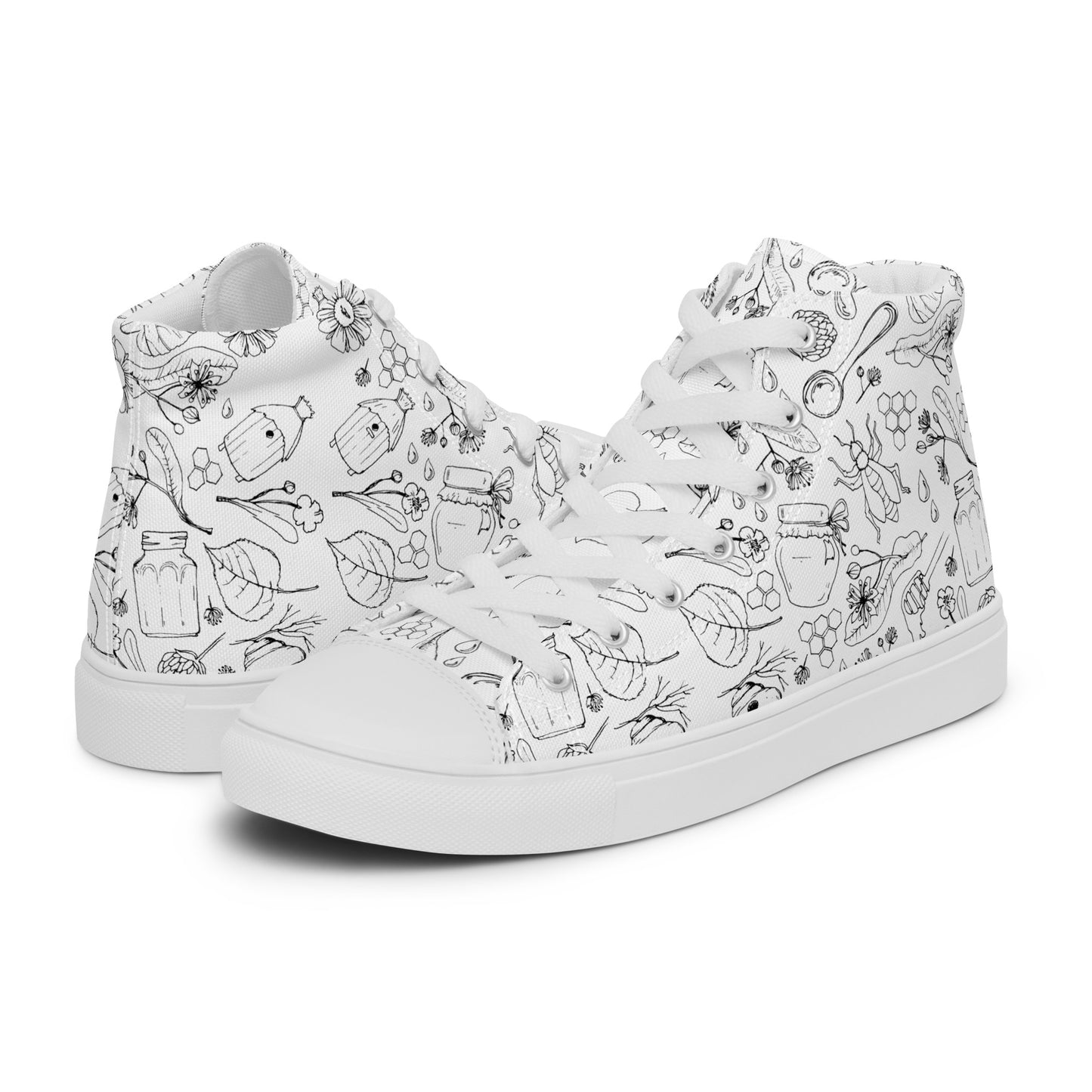 HoneyPlusCo Merch | Honey Bee Women’s High Top Canvas Shoes Style 2